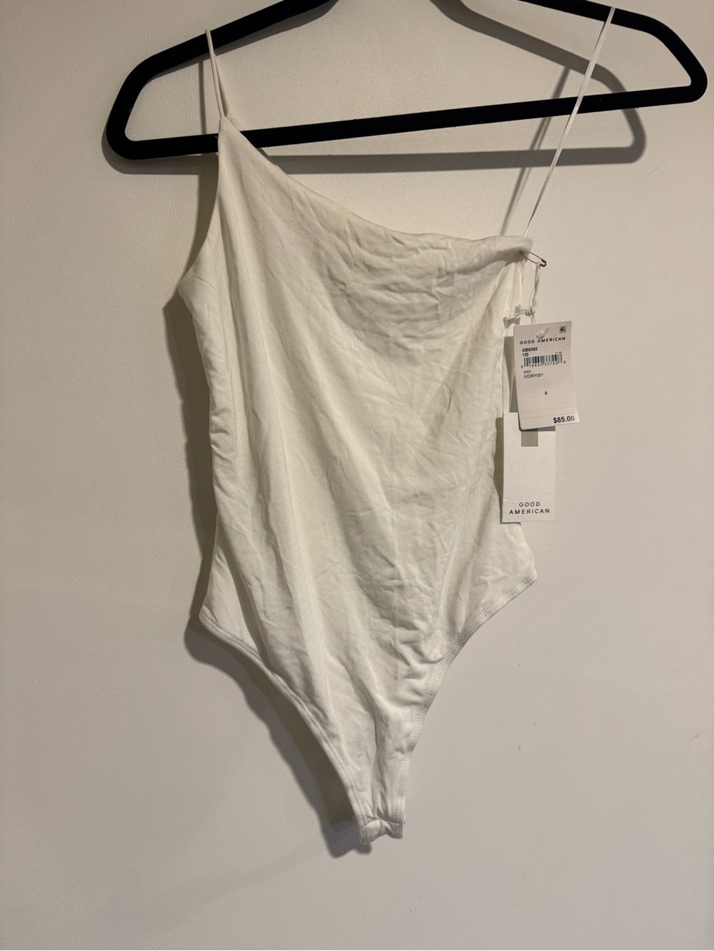 NWT Good American One Shoulder Bodysuit Ivory Size XS